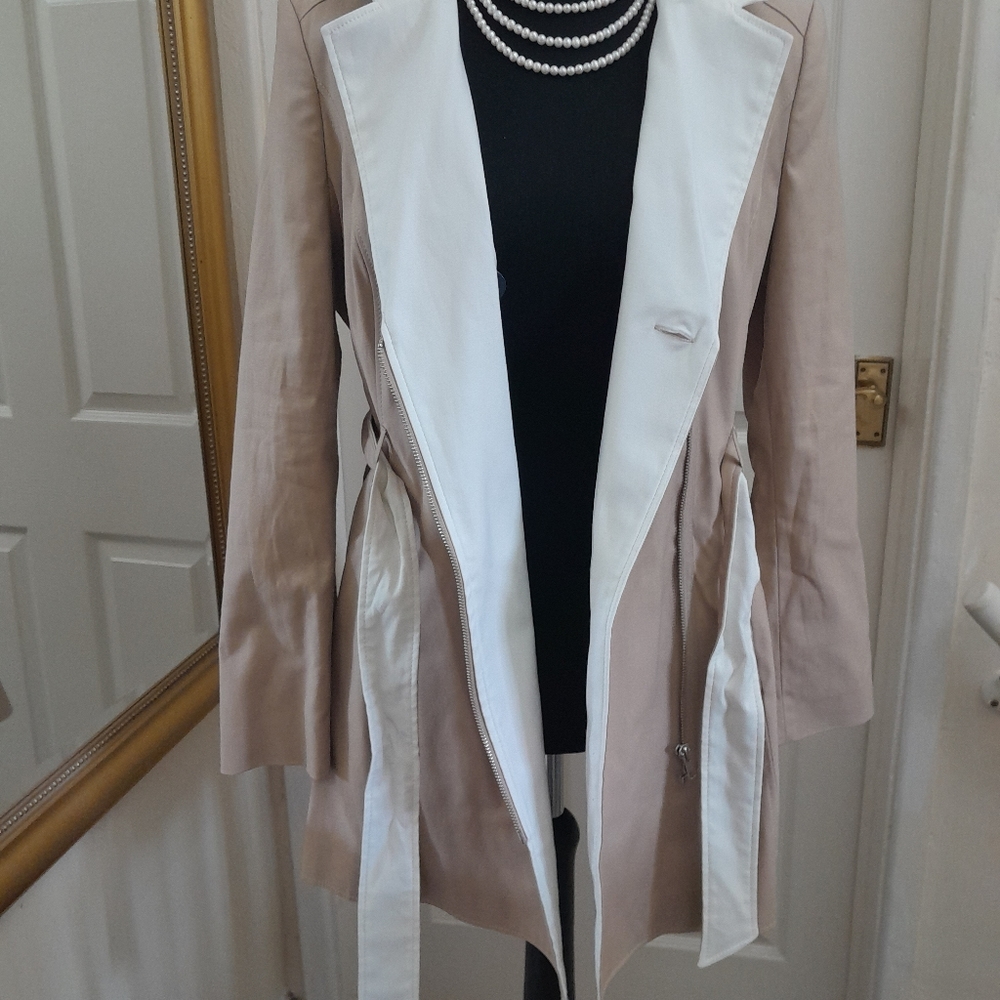 Cream and nude wrap Trench Coat Size 16 - Picture 4 of 5